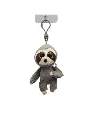 Ty Beanie Boos Dangler Sloth Key Clip Plush Keychain New 4" Gray Glitter Toy